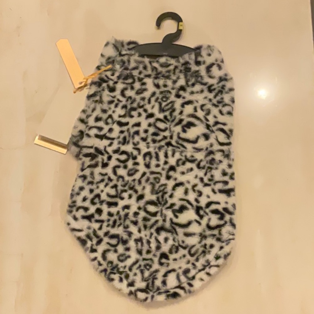 Dog Coat Leopard Faux Fur Winter Jacket For Dogs Size Medium Cheetah Fashionista